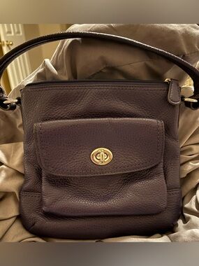Coach Vintage  Pebbled Leather Crossbody in Purple with Gold Hardware